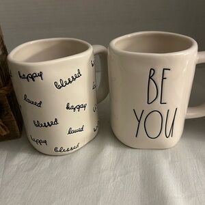 Rae Dunn White Coffee Mugs Set with Inspirational Designs